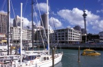 New Zealand. Auckland: City of Sails. A water taxi and the 328m NZ highest structure Skytower, part of Harrar‘s complex (restaurants, bars, casino).
 © Maro Kouri