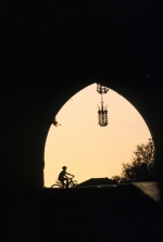 Dodecanese, Rhodes The entrance to the large castle, boy on a bicycle
 © Maro Kouri © Maro Kouri