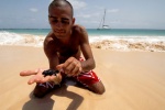 Capo Verde islands,Sal, Santa Maria das Dores beach gets full from tourists and new born sea turtles. © Maro Kouri