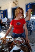 Greece, North Aegean, Fournoi, Hrisomilia. Famous Greek salad, fresh aphrodisiac seafood, ouzo and rest. This is the Greek dolce vita
 © Maro Kouri