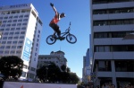 New Zealand, Auckland BMX extreme sport. Show on the street. © Maro Kouri