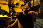Mevlana coffee shop. Julie enjoys a nargile with taste of water mellon drinking sage
 © Maro Kouri